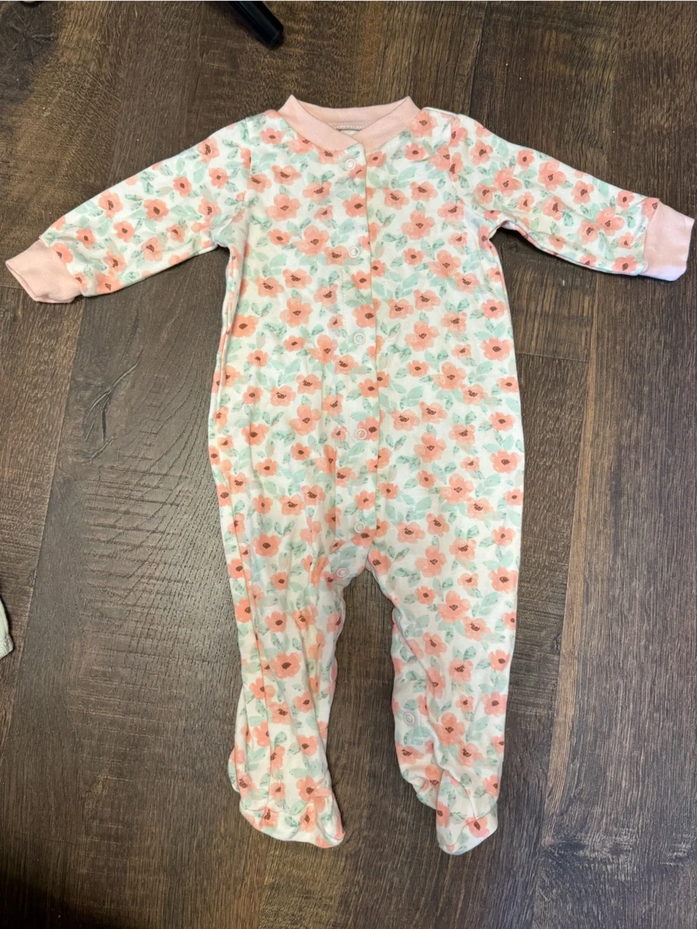 Baby Floral Footed One-Piece Pajamas - Pink Floral